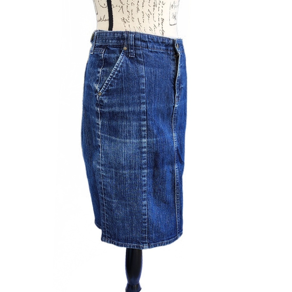 Old Navy Denim Jean Mid Pencil Skirt Size 10 Pockets Western Y2K - Picture 2 of 8